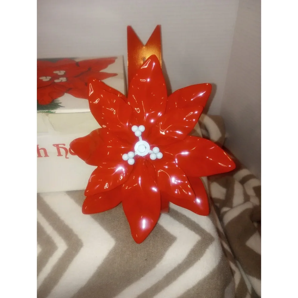 Department 56 Poinsettia‎ Wreath Holder NOS Original Box Vtg Red